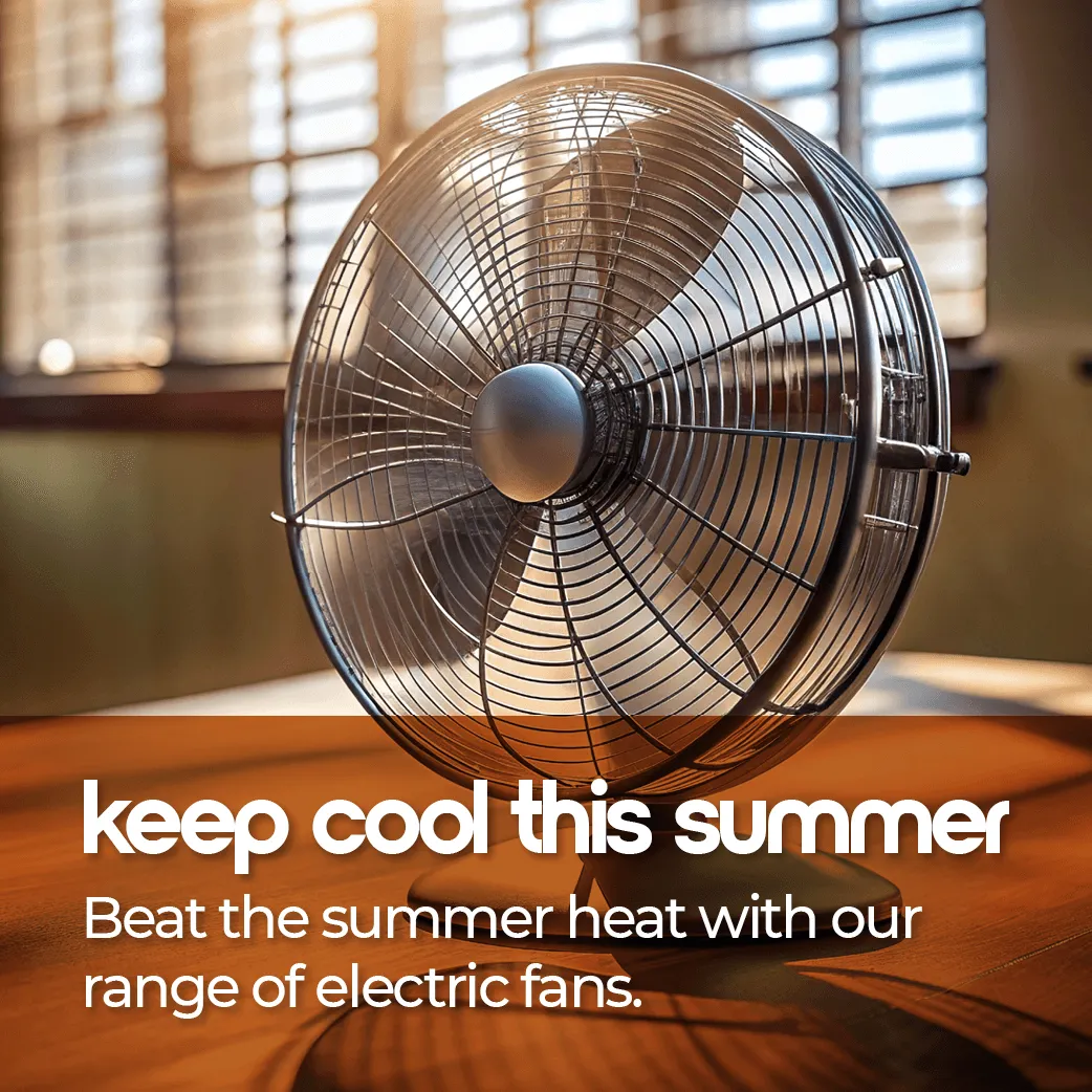 Stay cool and comfortable with our range of fans, suitable for everything from home offices to large industrial spaces.